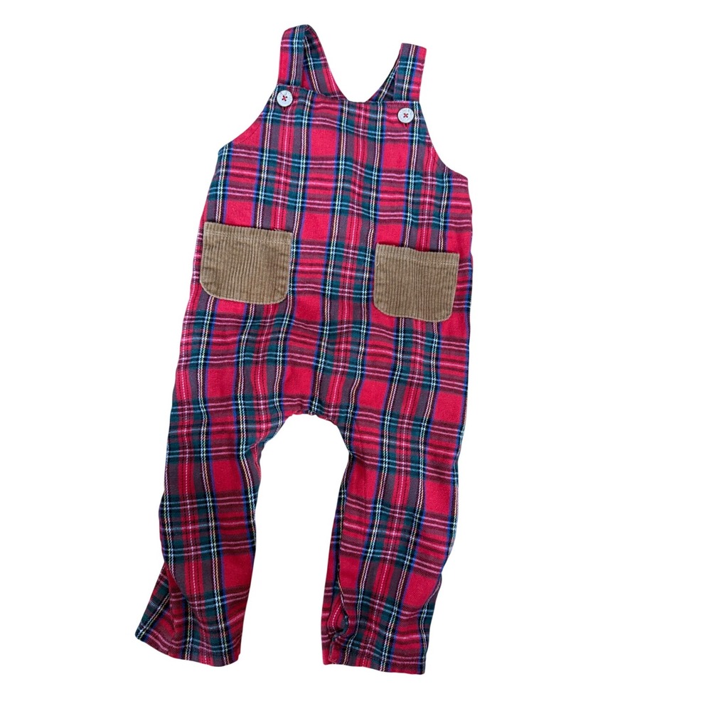 Mud Pie red checkered plaid overalls Infant‎